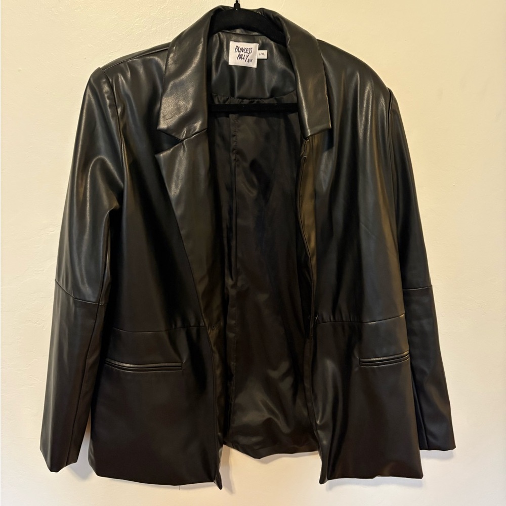 Princess Polly Black Faux Leather Blazer
